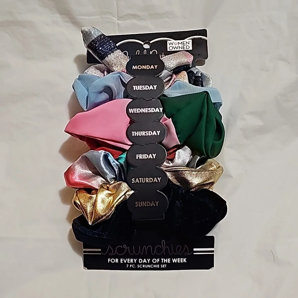 Packed Party Days of the Week Scrunchie Set in a Variety of Colors and Materials
